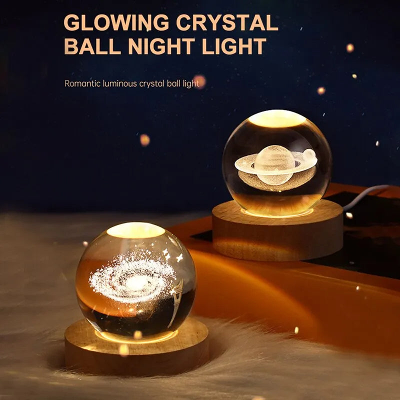 LED Night Light Milky Way Galaxy Solar System Crystal Ball - Renee Lane Company