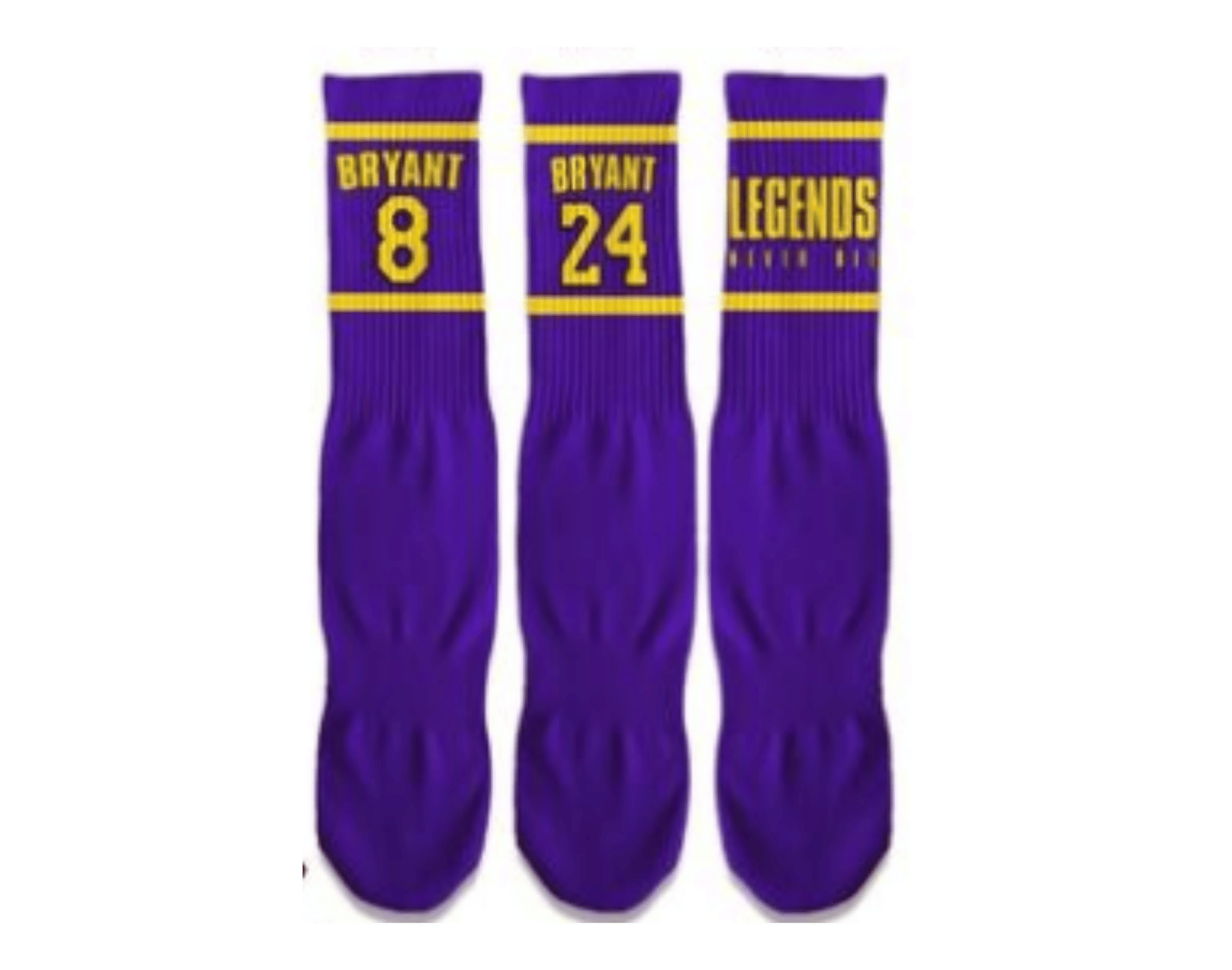 LEGENDS NEVER DIE Fun Basketball Socks (Purple) - Renee Lane Company