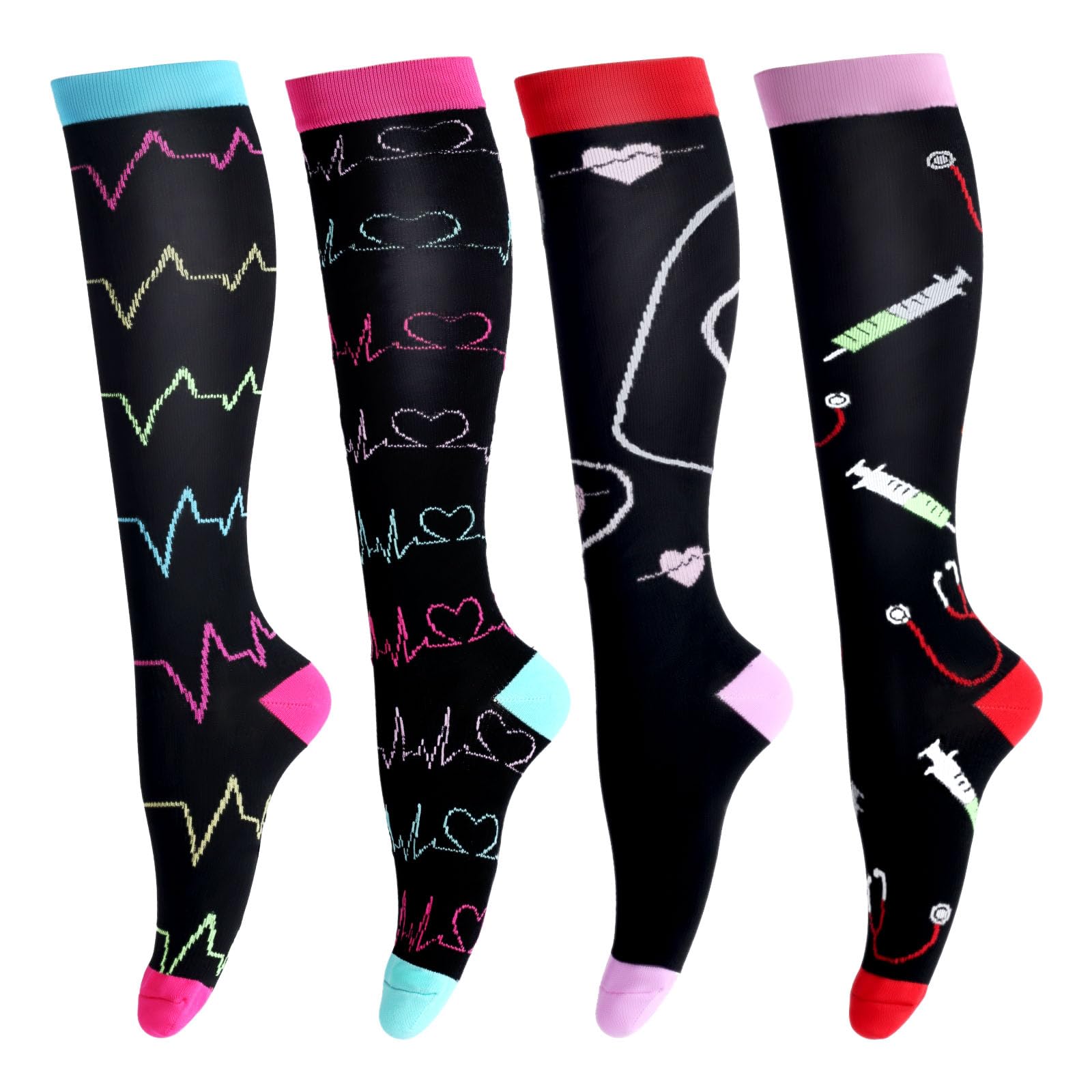 LEOSTEP Compression Socks for Women & Men Circulation Long Stockings Support for Nurses Pregnant Hiking Riding Running - Renee Lane Company