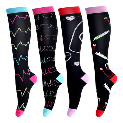 LEOSTEP Compression Socks for Women & Men Circulation Long Stockings Support for Nurses Pregnant Hiking Riding Running - Renee Lane Company