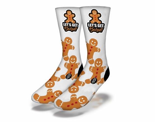 LET'S GET BAKED Gingerbread Man Funny Christmas Socks - Renee Lane Company