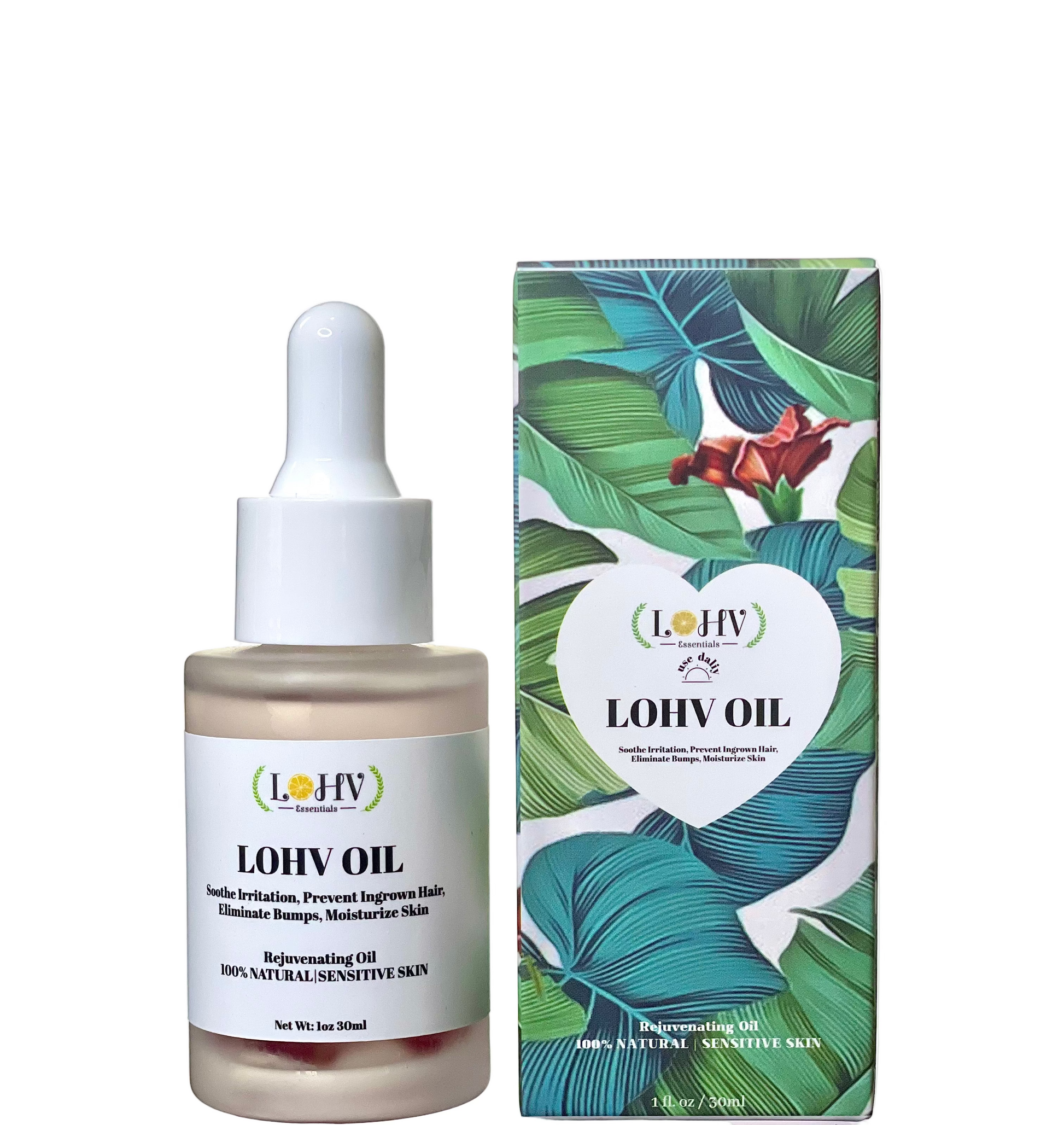 LOHV Multi-Purpose PREMIUM Rose Oil For Sensitive Skin. Clear Up Bumps, Ingrown Hairs On Face and Bikini Line, Soothes Irritation with Rosemary Oil + Vitamin E Oil + Grape Seed Oil + Sweet Almond Oil - Renee Lane Company