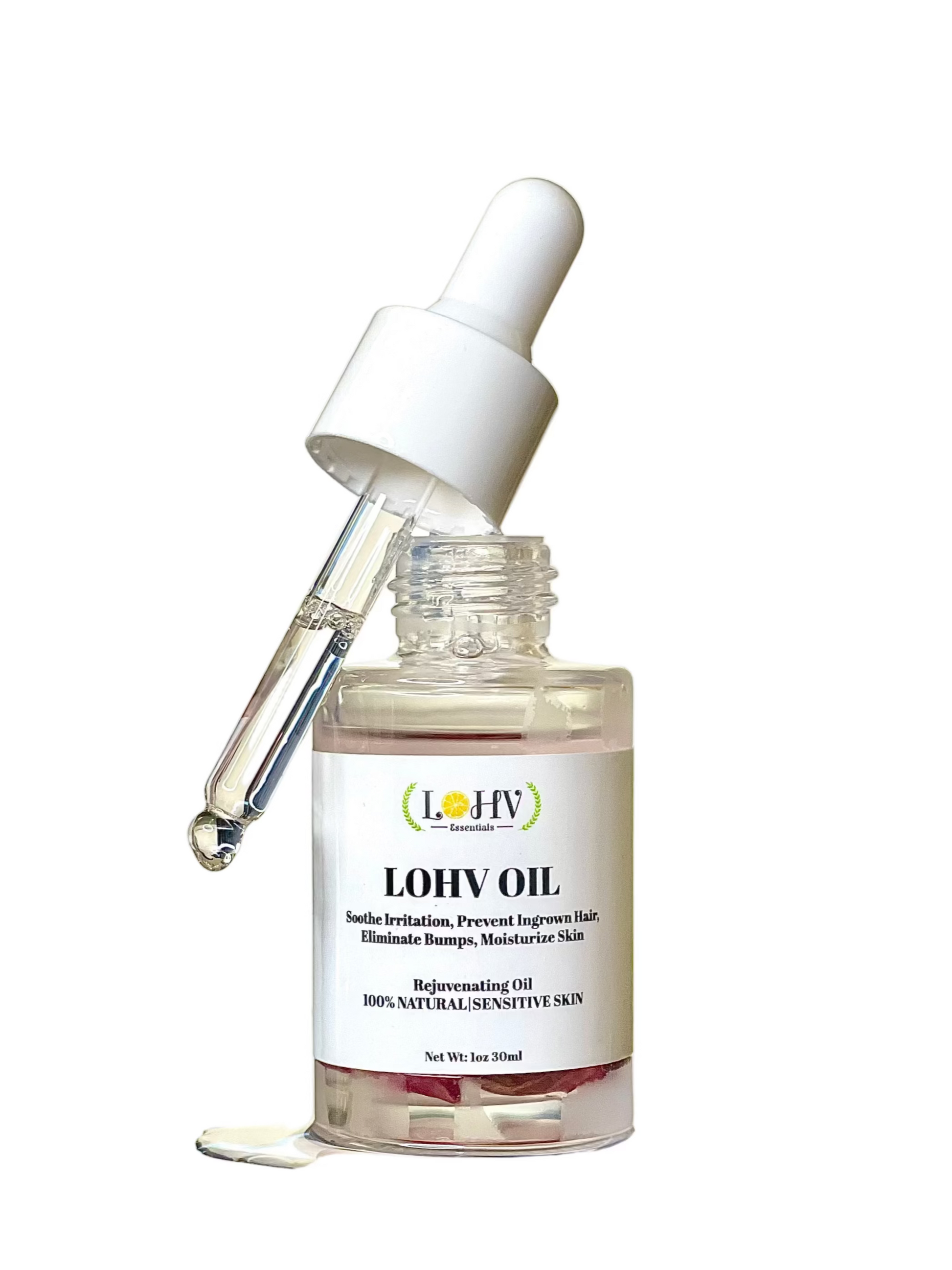 LOHV Multi-Purpose PREMIUM Rose Oil For Sensitive Skin. Clear Up Bumps, Ingrown Hairs On Face and Bikini Line, Soothes Irritation with Rosemary Oil + Vitamin E Oil + Grape Seed Oil + Sweet Almond Oil - Renee Lane Company