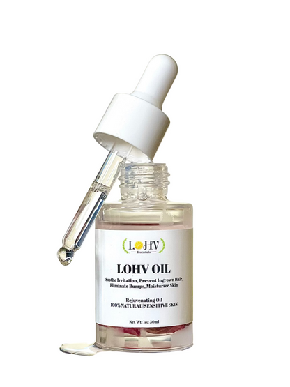 LOHV Multi-Purpose PREMIUM Rose Oil For Sensitive Skin. Clear Up Bumps, Ingrown Hairs On Face and Bikini Line, Soothes Irritation with Rosemary Oil + Vitamin E Oil + Grape Seed Oil + Sweet Almond Oil - Renee Lane Company