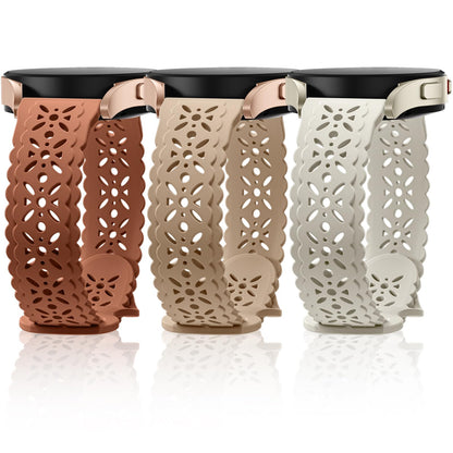 Lace Floral Bands Compatible with Samsung Galaxy Watch 6 Band/Galaxy Watch 5 Band/Galaxy Watch 4 Band/Watch 5 Pro/Watch 4 6 Classic/Watch 3/Active 2 20mm Soft Silicone Hollow-out Sport Strap Women - Renee Lane Company