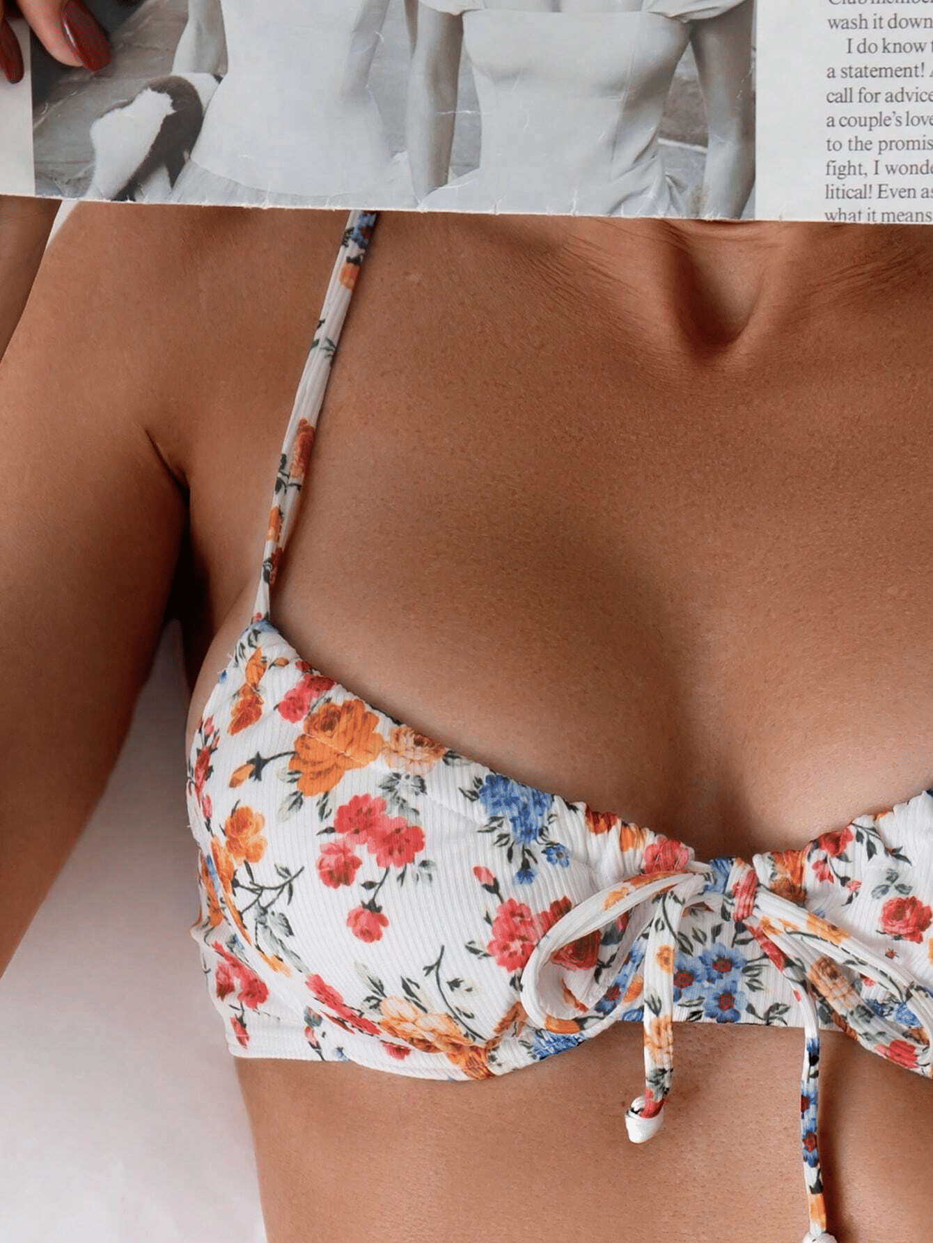 Ladies' fresh floral style quick drying bikini swimsuit for beach leisure - Renee Lane Company