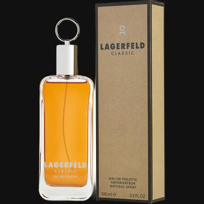 Men's Eau de Toilette cologne bottle with silver cap and amber liquid, with box