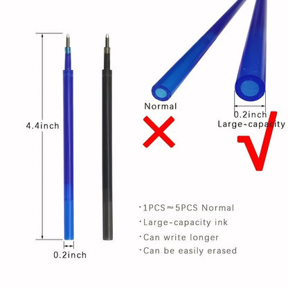 Large Capacity Ink,Erasable Pen 0.5mm Push Automatic Gel Pen Washable Handle Magic Erasable Refills Rods Longer Writing School - Renee Lane Company