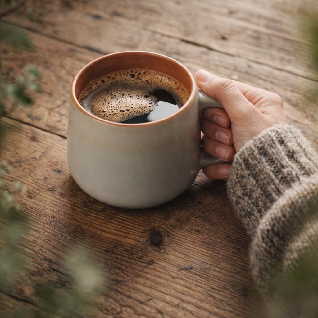 Large Ceramic Coffee Mugs Set of 4 | 16 oz Stoneware Coffee Cups | Lead-Free, Non-Toxic | Microwave and Dishwasher Safe | Comfortable Handle | Nordic Design for Tea, Cocoa, Latte | Sage - Renee Lane Company