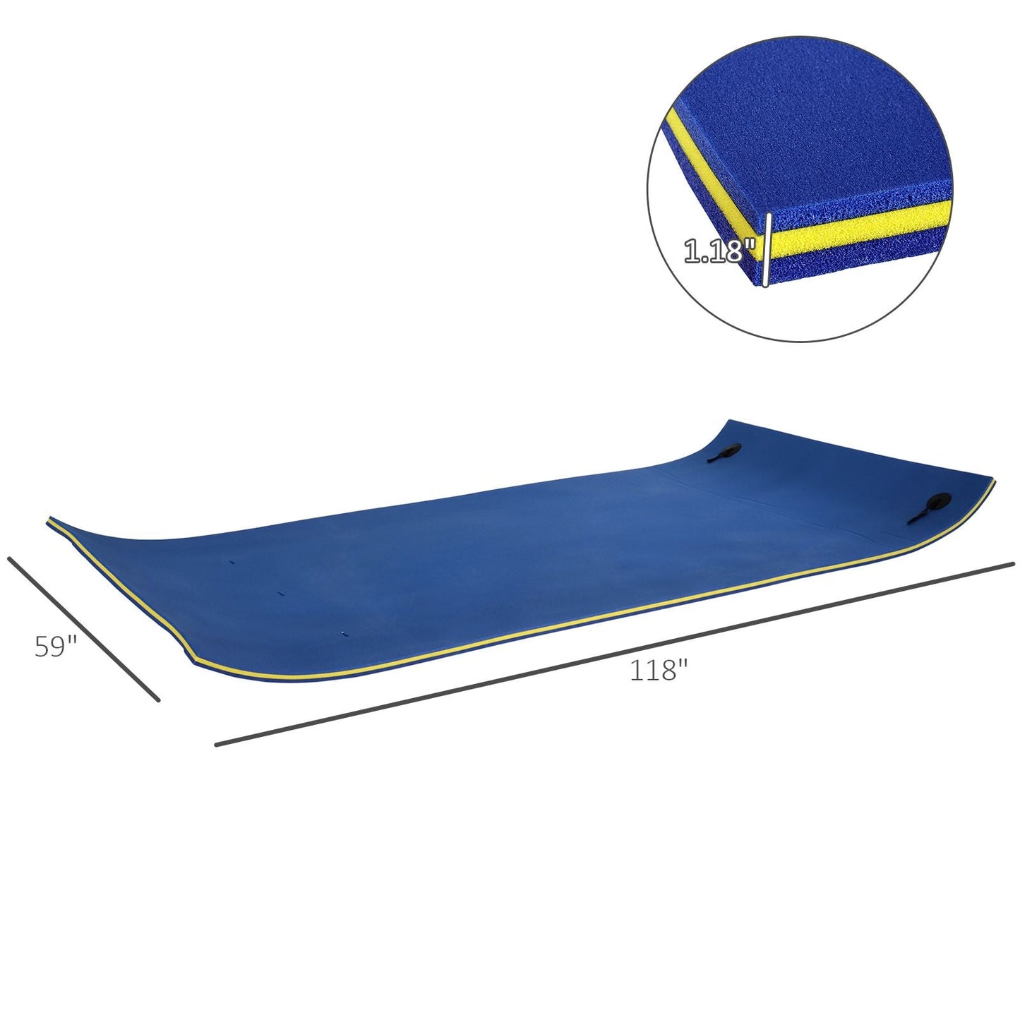 Large Float Water Mat 10' x 5' 3-Layer Pool Foam Thick Durable for Swimming Lake Ocean Activities Blue - Renee Lane Company