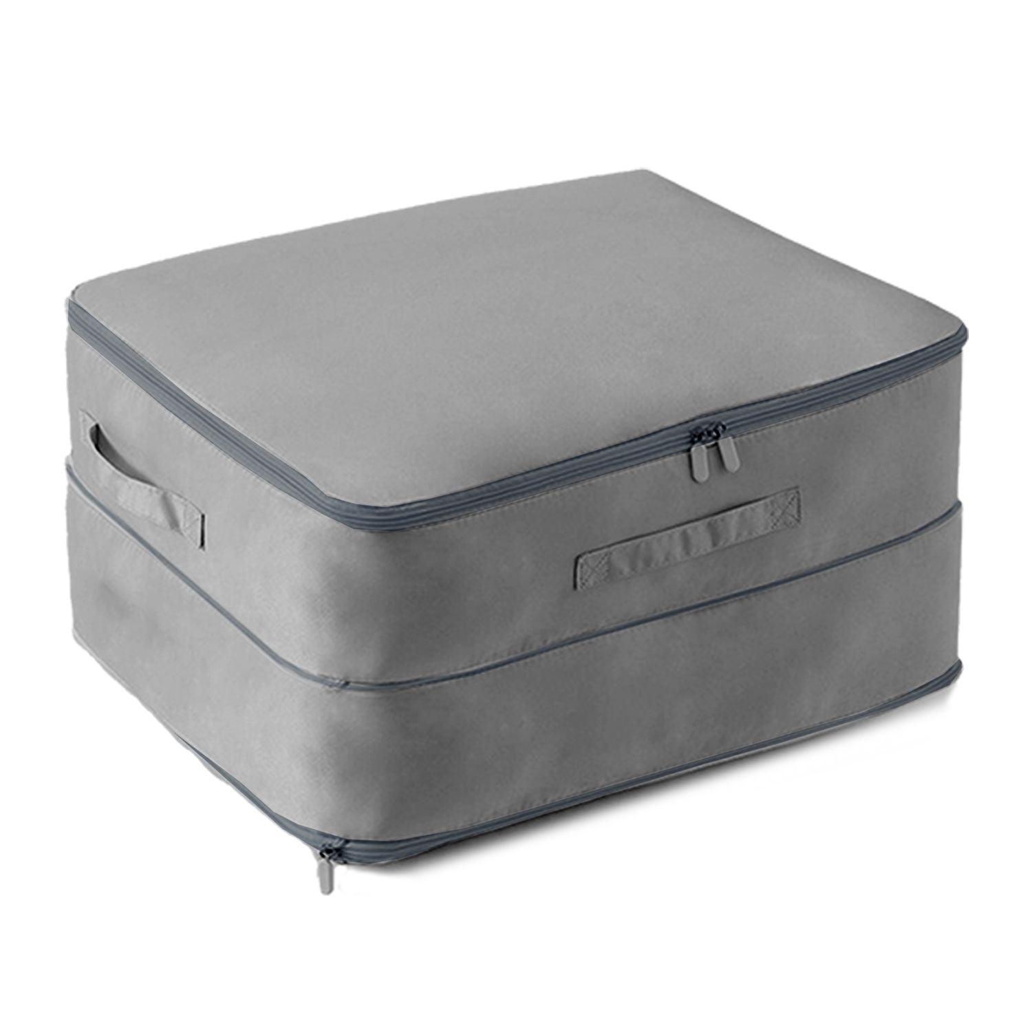 Large Foldable Storage Bag For Comforter Quilt Blanket Clothes Pillows Beddings Self Compression Organizer For Duvet Closet Storage Containers With Dual Zippers - Renee Lane Company
