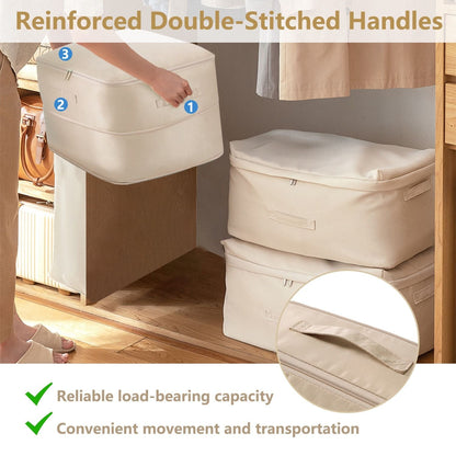 Large Foldable Storage Bag For Comforter Quilt Blanket Clothes Pillows Beddings Self Compression Organizer For Duvet Closet Storage Containers With Dual Zippers - Renee Lane Company