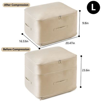 Large Foldable Storage Bag For Comforter Quilt Blanket Clothes Pillows Beddings Self Compression Organizer For Duvet Closet Storage Containers With Dual Zippers - Renee Lane Company