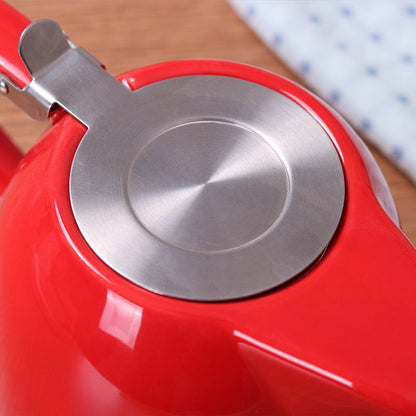 Large Porcelain Teapot Red 900ml (3-4 cups) Stainless Steel Lid and Extra-Fine Infuser Stylish Teapot to Brew Loose Leaf Tea - Renee Lane Company