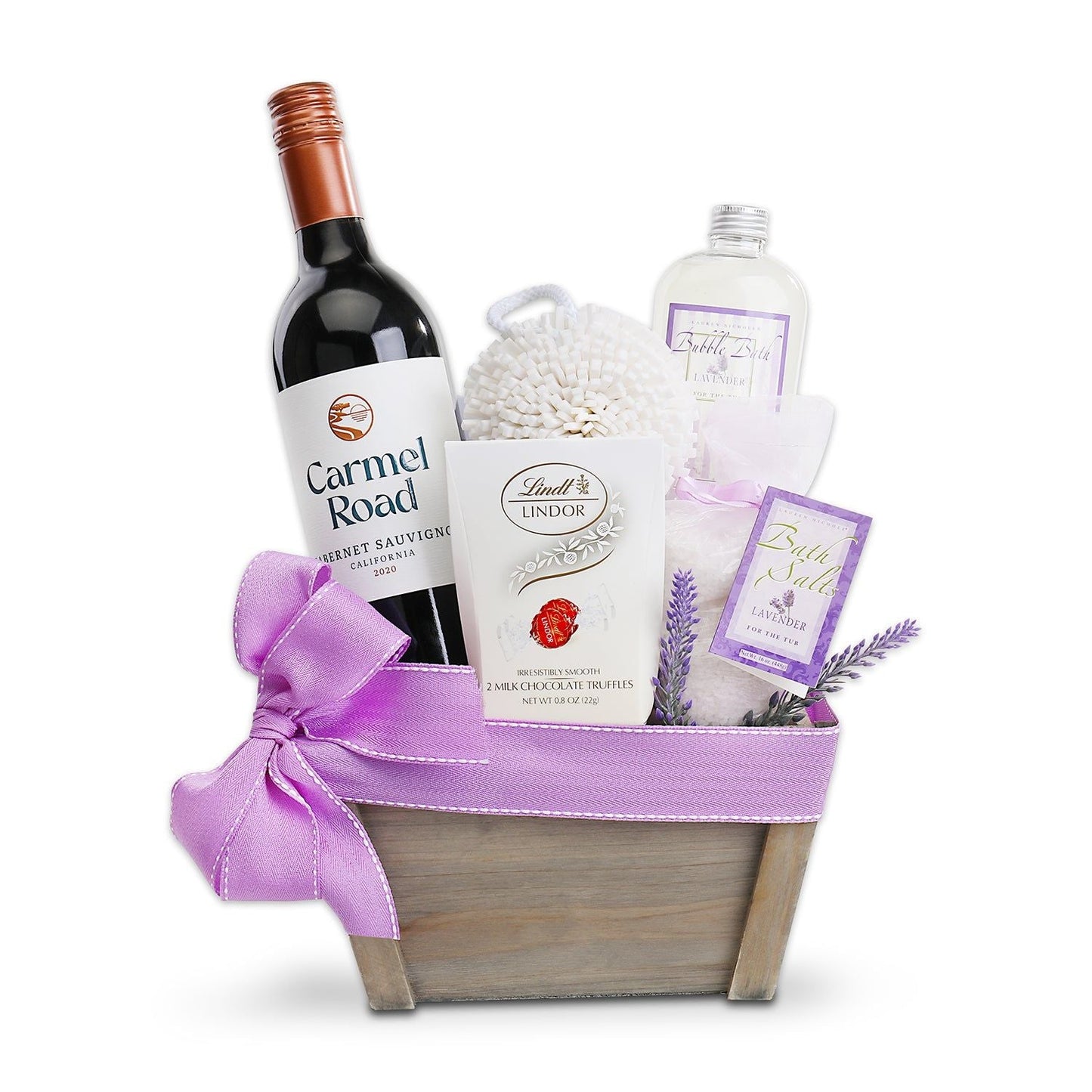 Lavender Spa and Red Wine Gift Basket - Renee Lane Company