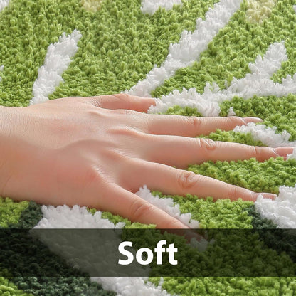 Leaf Bath Mat - Soft, Green MonsteraNon-Slip Leaves Rug, Tropical Flower Bath Mat for Bathroom, Plush & Machine Washable, Fun Bathroom Rugs, 19.6x39.3 Inches (Green Monstera, 40 x 20 in) - Renee Lane Company