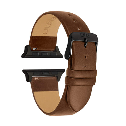 Leather Band Compatible with Apple Watch - Apple Watch Band 42mm Brown Leather Watch Band Apple Watch Band 45mm Fits Apple Watch SE 8 7 6 5 4 3 2 1 (42mm/44mm/45mm Walnut/Black Buckle) - Renee Lane Company
