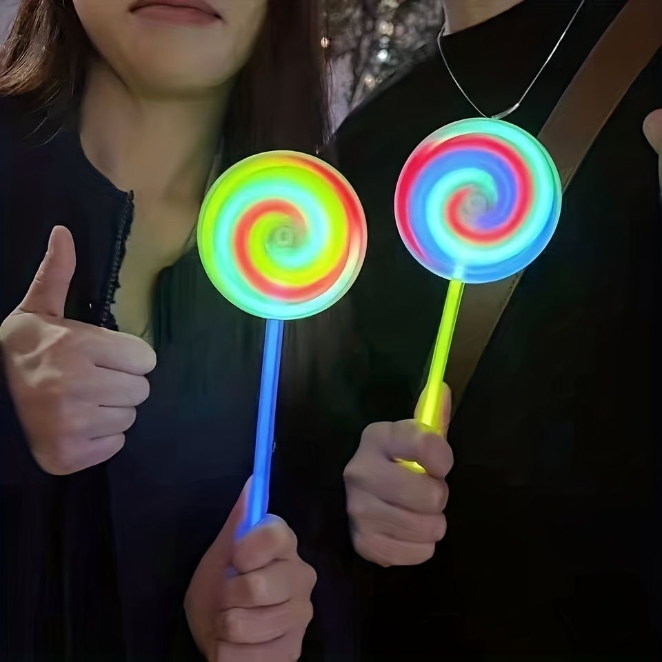 Light Up Spinning Lollipop Wand, Lollipop Glow Sticks, Princess Fairy Wand Spinner, Halloween Party Favor, Birthday Gift, Dress Decoration - Renee Lane Company