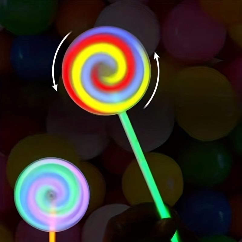 Light Up Spinning Lollipop Wand, Lollipop Glow Sticks, Princess Fairy Wand Spinner, Halloween Party Favor, Birthday Gift, Dress Decoration - Renee Lane Company