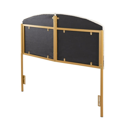 Lindsey Contemporary/Glam Queen Headboard in Gold Steel and Cream Velvet by - Renee Lane Company