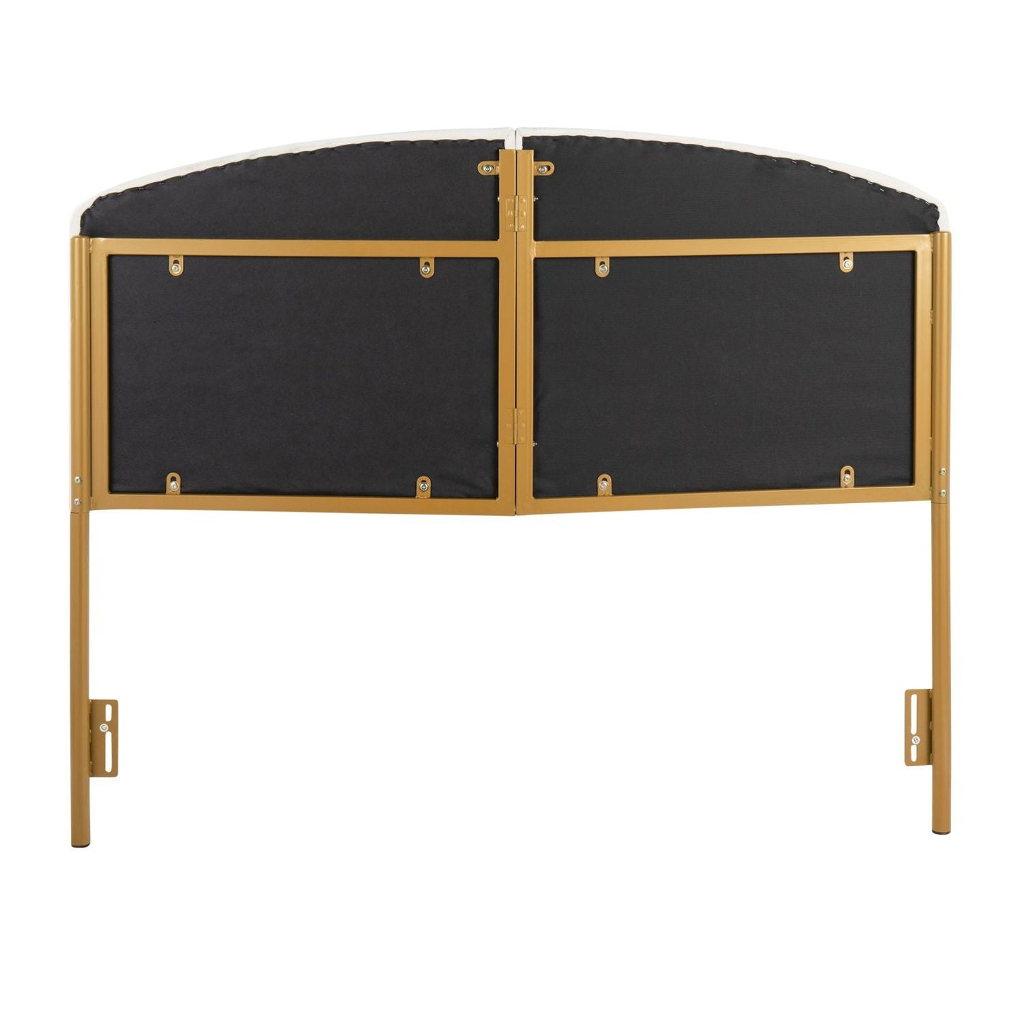 Lindsey Contemporary/Glam Queen Headboard in Gold Steel and Cream Velvet by - Renee Lane Company