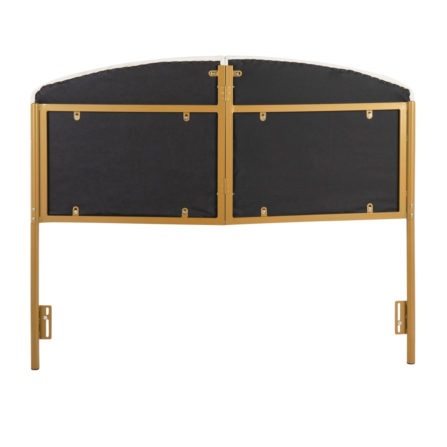 Lindsey Contemporary/Glam Queen Headboard in Gold Steel and Cream Velvet by - Renee Lane Company