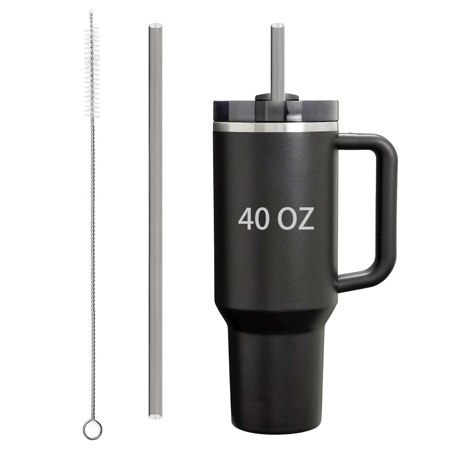 Linsaner 1 Pack 12" Reusable Straw and 1 pack 13" Cleaning Brush Perfect Replacement for Stanley Cup 40 oz for Stanley Straw for Stanley Cup Accessories for Stanley Accessories(Translucent Black) - Renee Lane Company