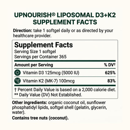 Liposomal Vitamin D3 5000IU K2 MK7 100 mcg - Renee Lane Company