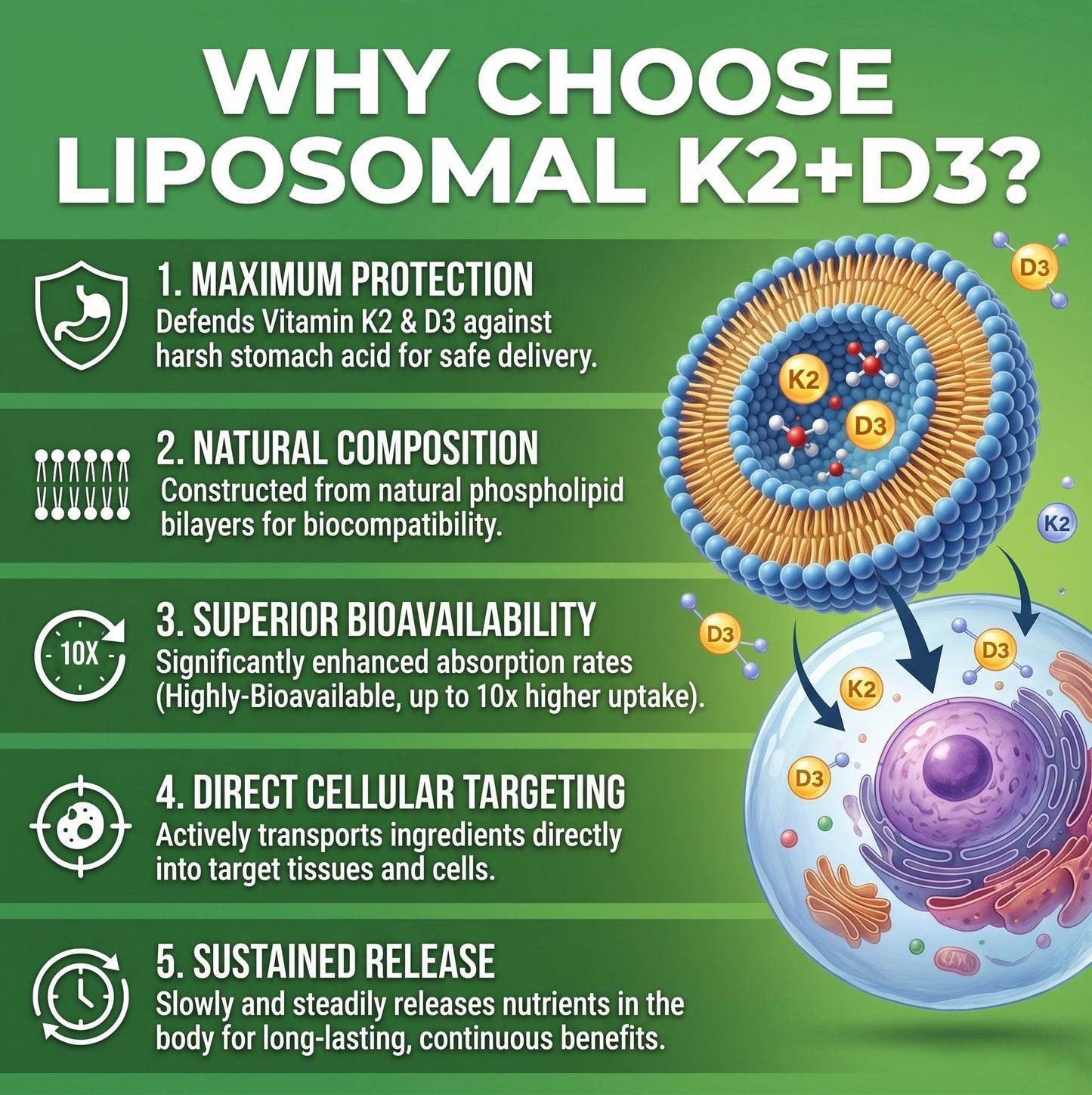 Liposomal Vitamin D3 5000IU K2 MK7 100 mcg - Renee Lane Company