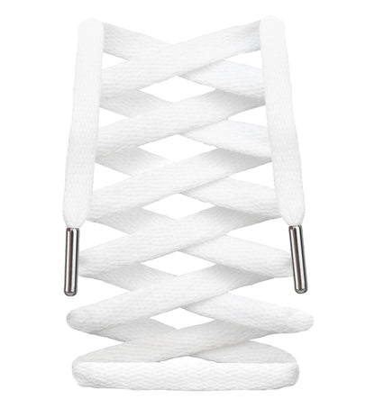 LitLaces - Premium Flat Cotton Shoe Laces Replacement for Air Jordan Nike Dunk Air Force 1 Converse & Casual Shoes (White/Silver 72") - Renee Lane Company