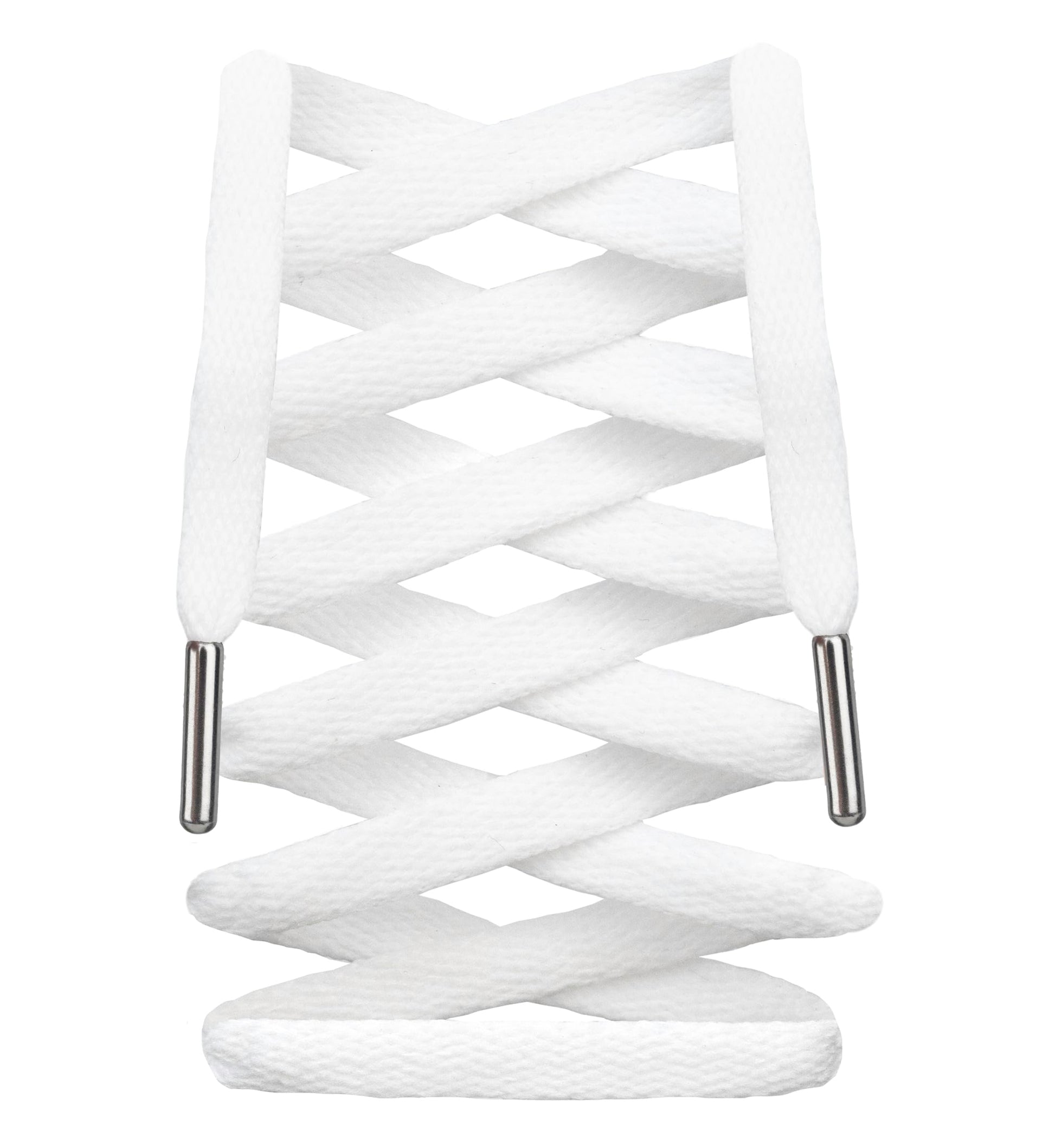 LitLaces - Premium Flat Cotton Shoe Laces Replacement for Air Jordan Nike Dunk Air Force 1 Converse & Casual Shoes (White/Silver 72") - Renee Lane Company