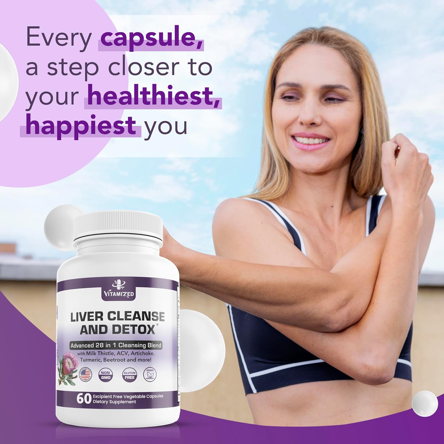 Liver Cleanse and Detox Formula - Milk Thistle, Artichoke Extract, Dandelion, and Apple Cider Vinegar - Liver Health Supplement - Renee Lane Company