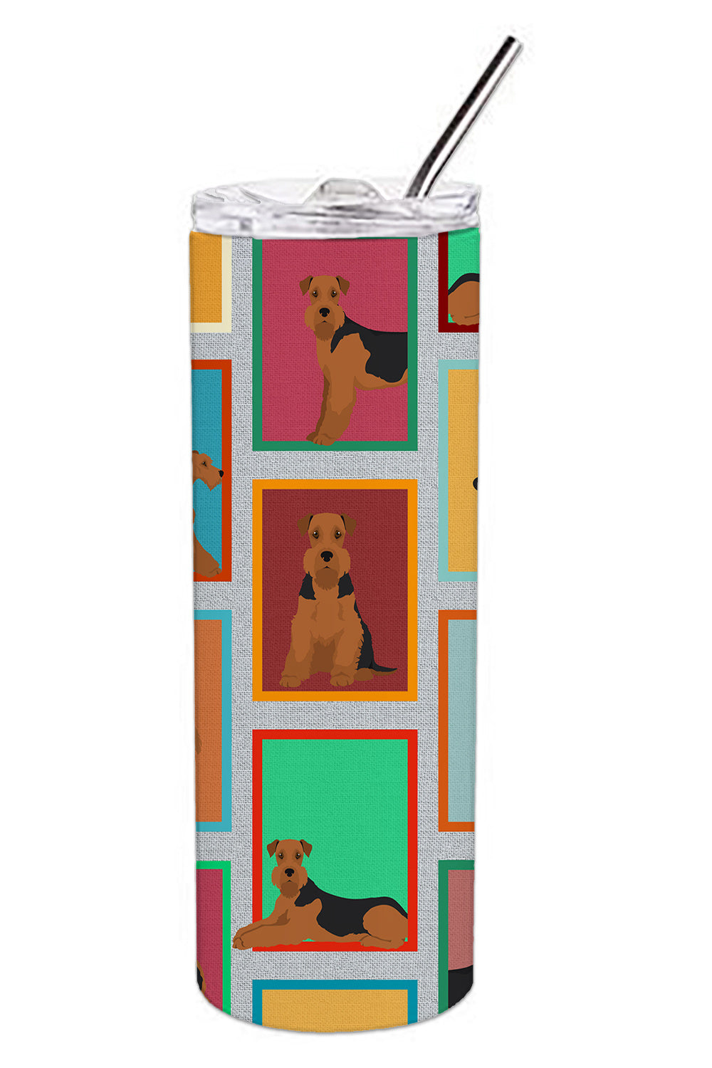Lots of Airedale Terrier Stainless Steel Skinny Tumbler Vacuum Double Walled Reusable Insulated Tumbler Travel Cup for Coffee Cocktails Gift with Lid, 20 oz - Renee Lane Company