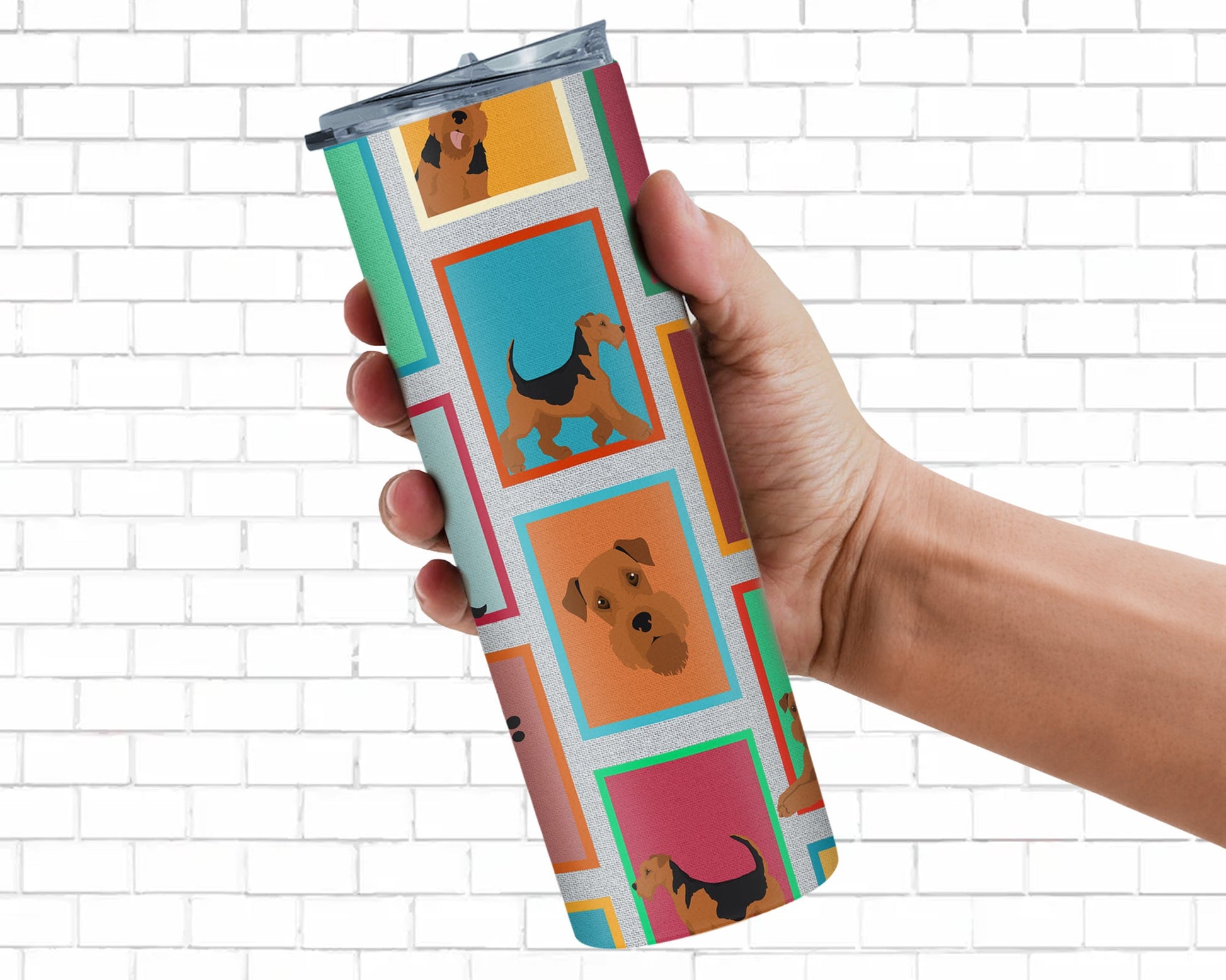 Lots of Airedale Terrier Stainless Steel Skinny Tumbler Vacuum Double Walled Reusable Insulated Tumbler Travel Cup for Coffee Cocktails Gift with Lid, 20 oz - Renee Lane Company