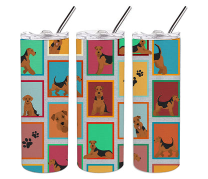 Lots of Airedale Terrier Stainless Steel Skinny Tumbler Vacuum Double Walled Reusable Insulated Tumbler Travel Cup for Coffee Cocktails Gift with Lid, 20 oz - Renee Lane Company