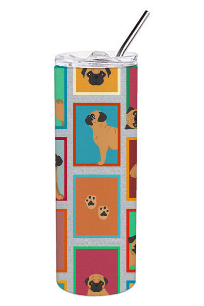 Lots of Apricot Pug Stainless Steel Skinny Tumbler Vacuum Double Walled Reusable Insulated Tumbler Travel Cup for Coffee Cocktails Gift with Lid, 20 oz - Renee Lane Company