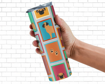 Lots of Apricot Pug Stainless Steel Skinny Tumbler Vacuum Double Walled Reusable Insulated Tumbler Travel Cup for Coffee Cocktails Gift with Lid, 20 oz - Renee Lane Company