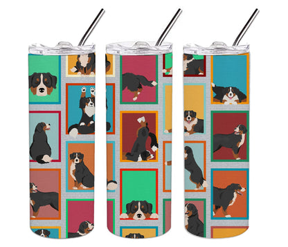 Lots of Bernese Mountain Dog Stainless Steel Skinny Tumbler Vacuum Double Walled Reusable Insulated Tumbler Travel Cup for Coffee Cocktails Gift with Lid, 20 oz - Renee Lane Company