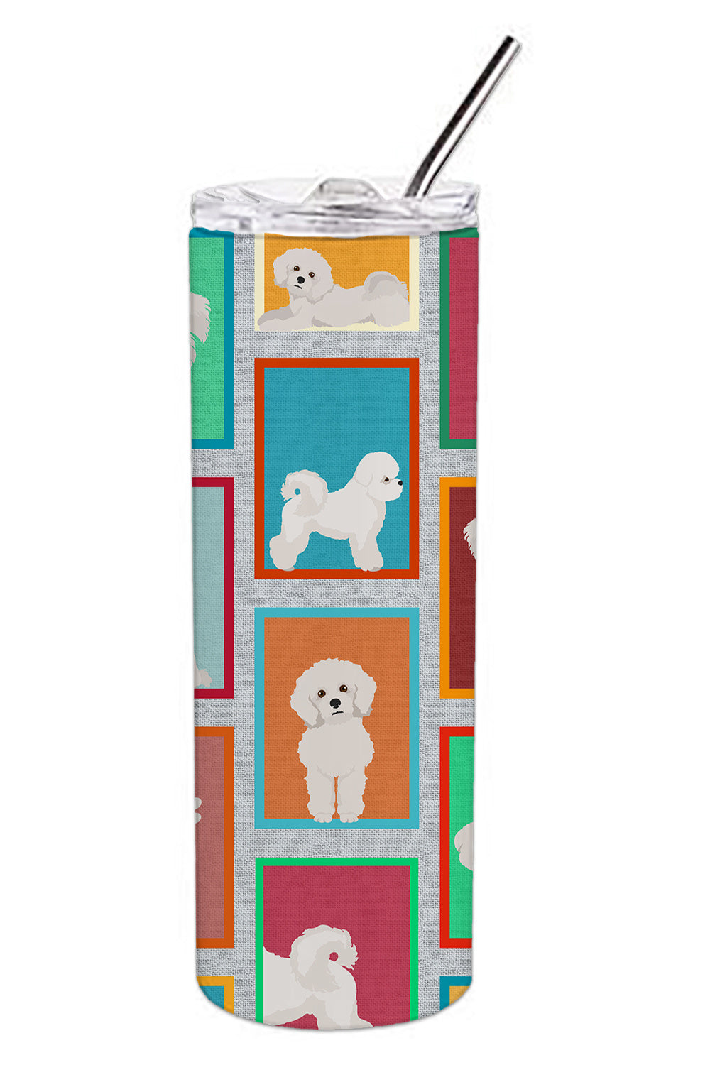 Lots of Bichon Frise Stainless Steel Skinny Tumbler Vacuum Double Walled Reusable Insulated Tumbler Travel Cup for Coffee Cocktails Gift with Lid, 20 oz - Renee Lane Company