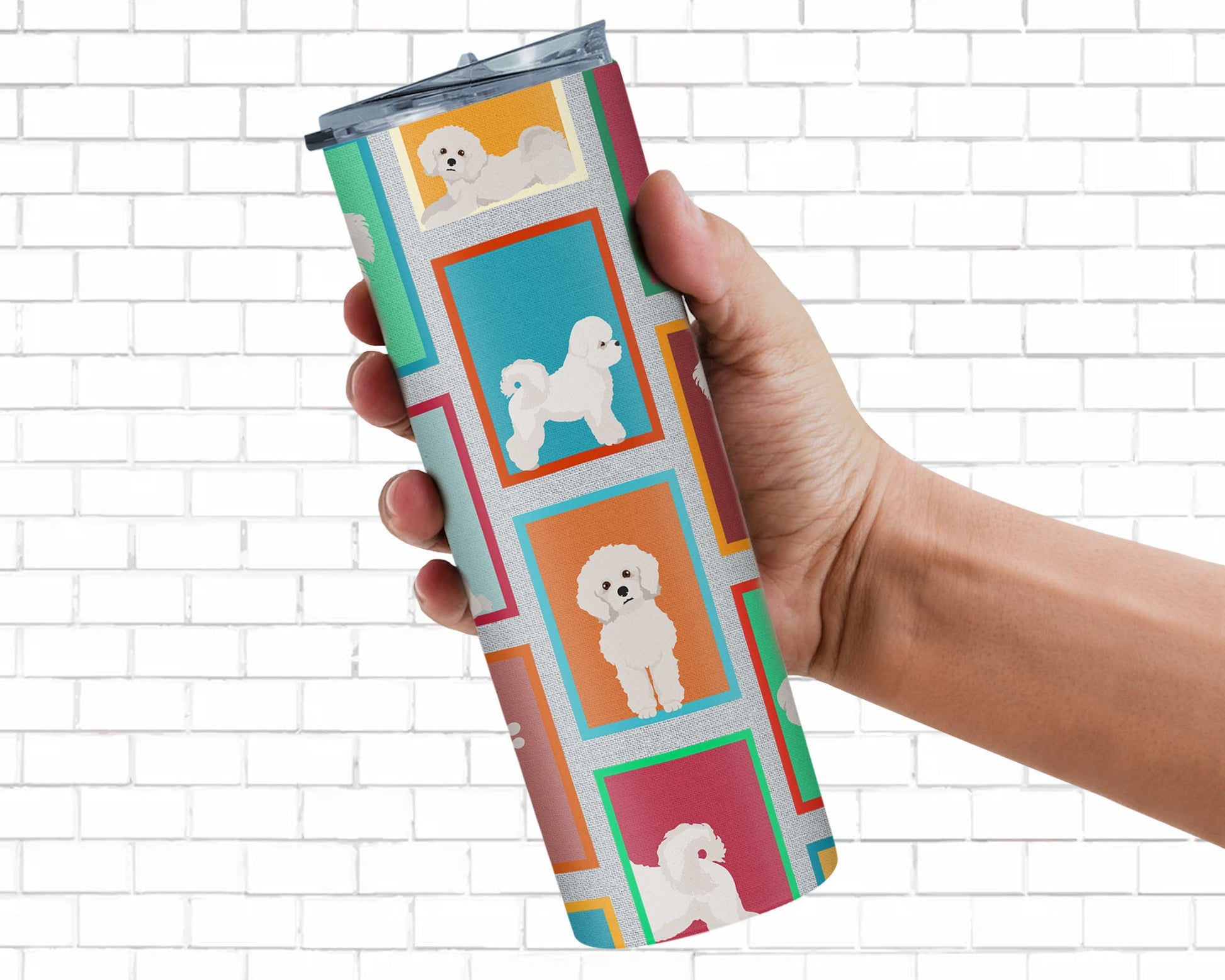 Lots of Bichon Frise Stainless Steel Skinny Tumbler Vacuum Double Walled Reusable Insulated Tumbler Travel Cup for Coffee Cocktails Gift with Lid, 20 oz - Renee Lane Company