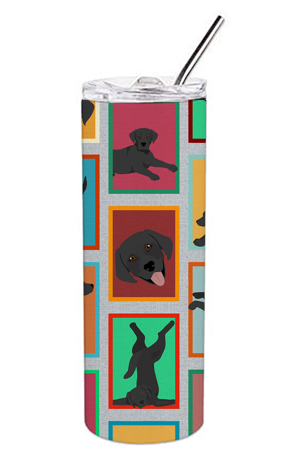 Lots of Black Labrador Retriever Stainless Steel Skinny Tumbler Vacuum Double Walled Reusable Insulated Tumbler Travel Cup for Coffee Cocktails Gift with Lid, 20 oz - Renee Lane Company