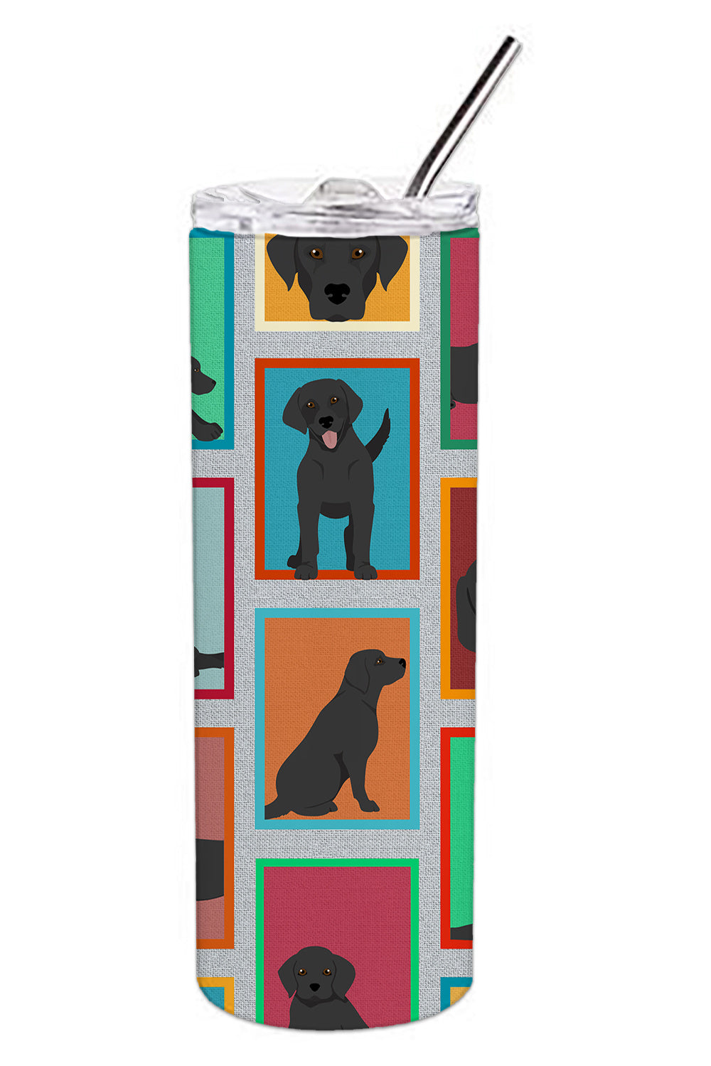 Lots of Black Labrador Retriever Stainless Steel Skinny Tumbler Vacuum Double Walled Reusable Insulated Tumbler Travel Cup for Coffee Cocktails Gift with Lid, 20 oz - Renee Lane Company