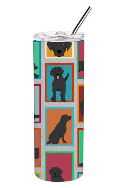 Lots of Black Labrador Retriever Stainless Steel Skinny Tumbler Vacuum Double Walled Reusable Insulated Tumbler Travel Cup for Coffee Cocktails Gift with Lid, 20 oz - Renee Lane Company