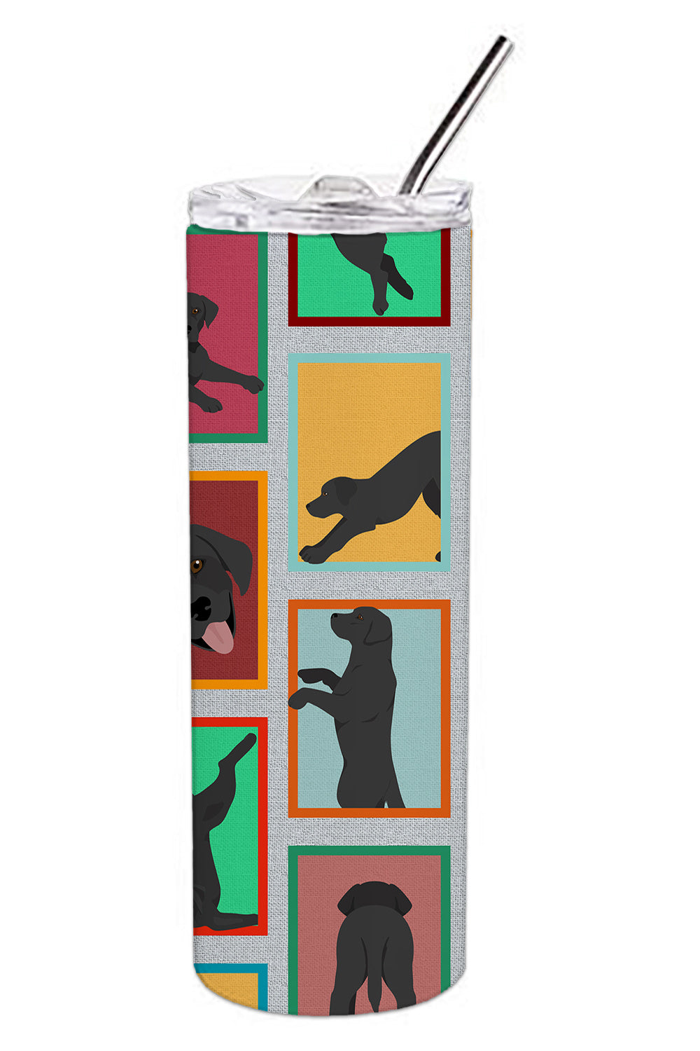 Lots of Black Labrador Retriever Stainless Steel Skinny Tumbler Vacuum Double Walled Reusable Insulated Tumbler Travel Cup for Coffee Cocktails Gift with Lid, 20 oz - Renee Lane Company