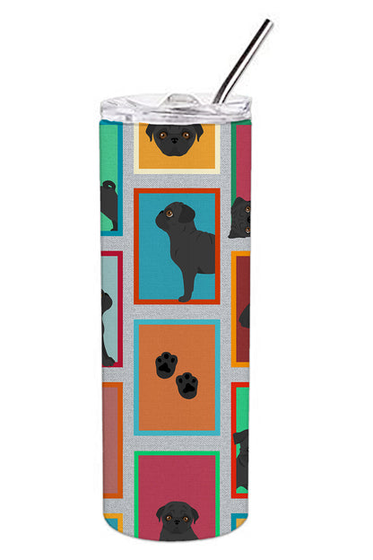 Lots of Black Pug Stainless Steel Skinny Tumbler Vacuum Double Walled Reusable Insulated Tumbler Travel Cup for Coffee Cocktails Gift with Lid, 20 oz - Renee Lane Company