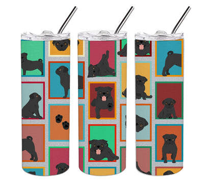 Lots of Black Pug Stainless Steel Skinny Tumbler Vacuum Double Walled Reusable Insulated Tumbler Travel Cup for Coffee Cocktails Gift with Lid, 20 oz - Renee Lane Company