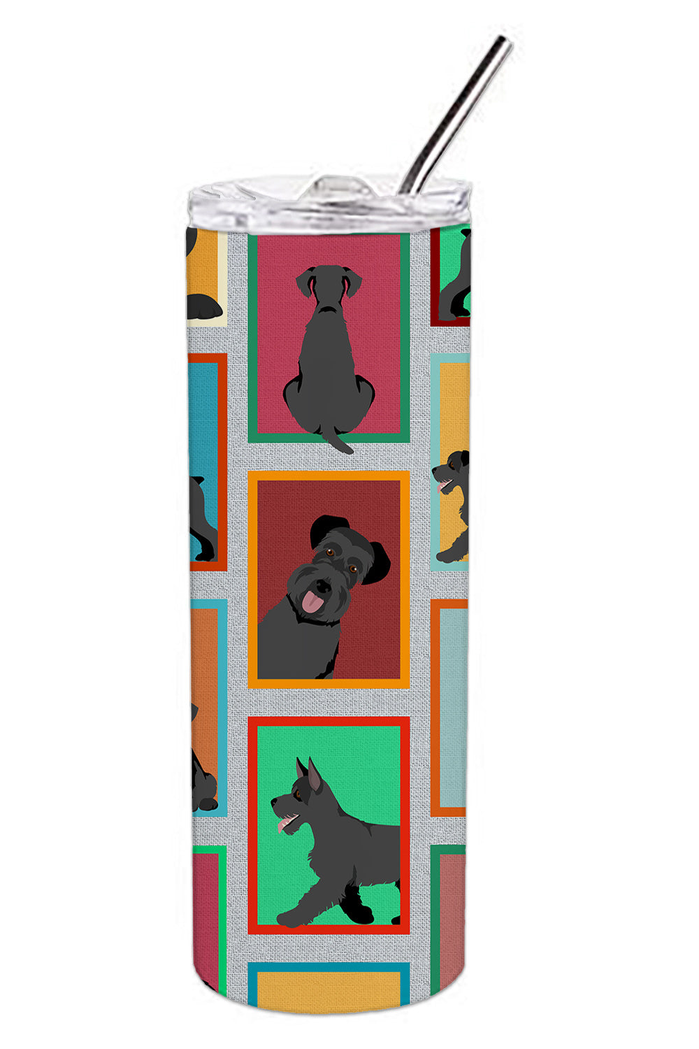 Lots of Black Schnauzer Stainless Steel Skinny Tumbler Vacuum Double Walled Reusable Insulated Tumbler Travel Cup for Coffee Cocktails Gift with Lid, 20 oz - Renee Lane Company
