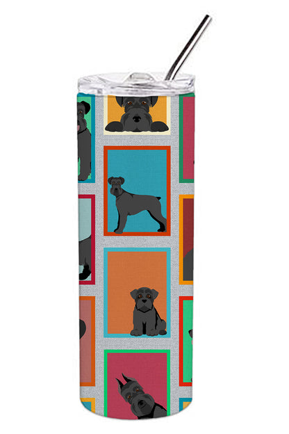 Lots of Black Schnauzer Stainless Steel Skinny Tumbler Vacuum Double Walled Reusable Insulated Tumbler Travel Cup for Coffee Cocktails Gift with Lid, 20 oz - Renee Lane Company