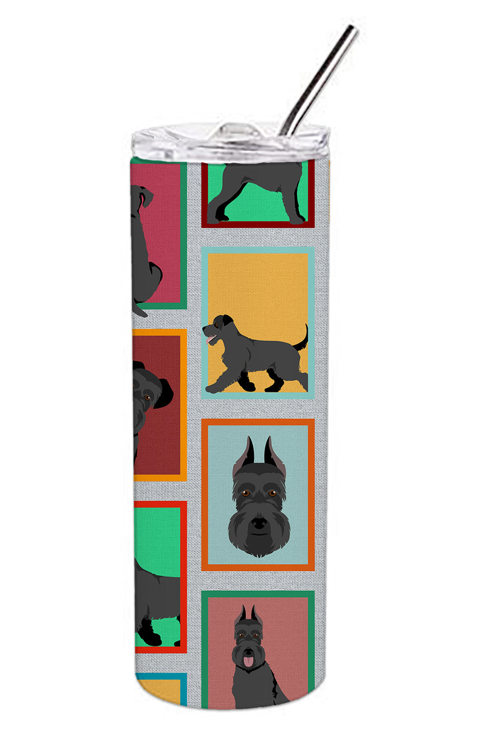 Lots of Black Schnauzer Stainless Steel Skinny Tumbler Vacuum Double Walled Reusable Insulated Tumbler Travel Cup for Coffee Cocktails Gift with Lid, 20 oz - Renee Lane Company