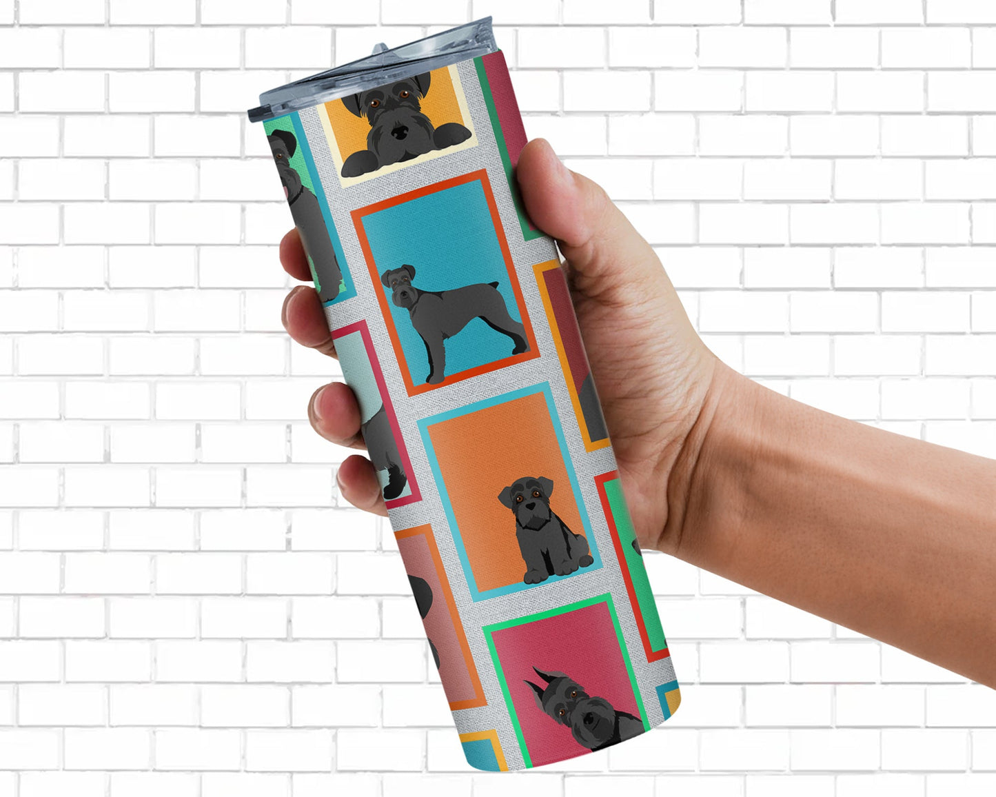 Lots of Black Schnauzer Stainless Steel Skinny Tumbler Vacuum Double Walled Reusable Insulated Tumbler Travel Cup for Coffee Cocktails Gift with Lid, 20 oz - Renee Lane Company